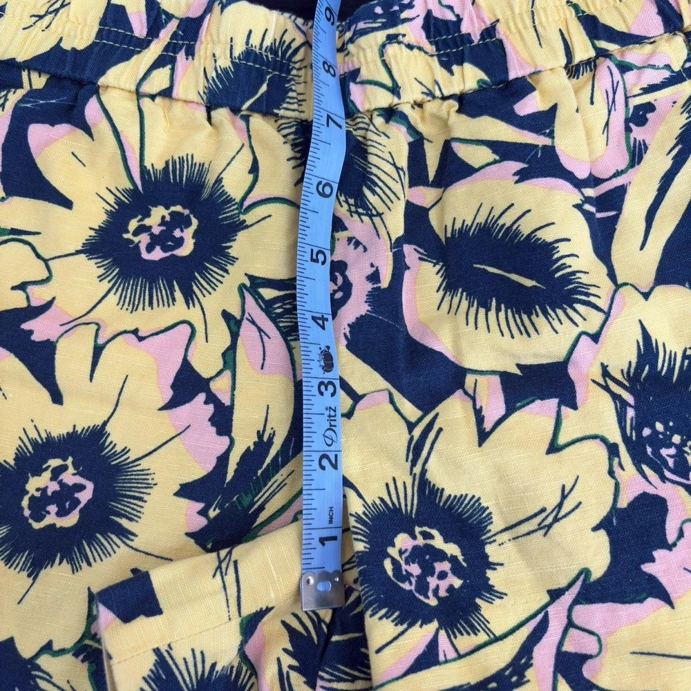 J Crew‎ Shorts Women's 00 Yellow Linen Blend Floral Beach Tropical